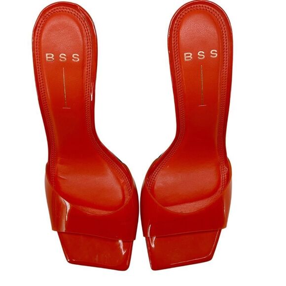 Black Suede Studio Transparent Square Toe Charlie Heel Orange 37.5, US 7.5 - Picture 8 of 10